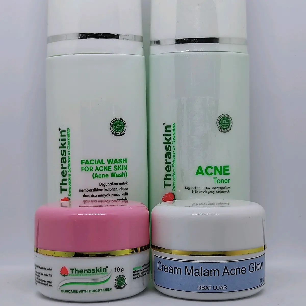 Paket acne glow theraskin isi 4 wajah berjerawat Bekasnya Perawatan Bruntusan