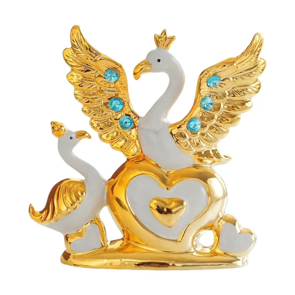 Swan Figurines Animal Ornament Collection Craft Centerpiece Ceramic Statues Sculptures for Office Home Tabletop Decor Bookshelf