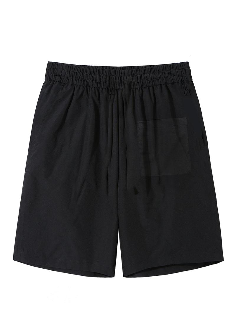 Product Introduction of Men's Solid Color Flap Pocket Cargo Shorts, Loose Casual Comfy Straight Leg Shorts for Summer, Men's Bottoms for Daily Wear 2