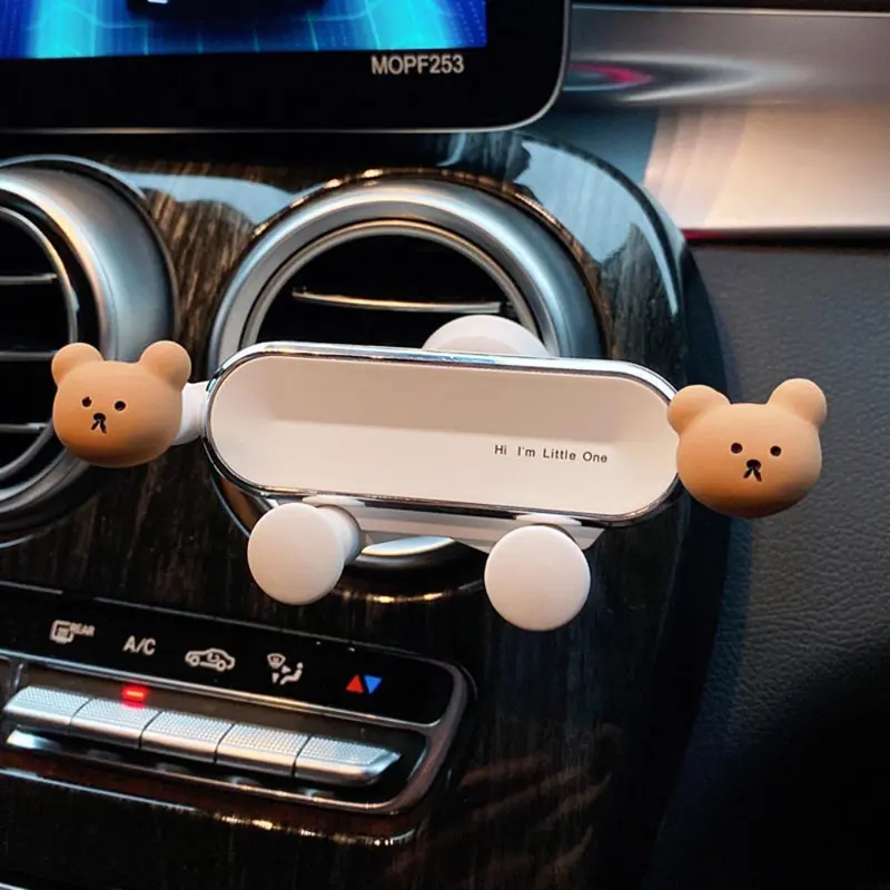 Car Air Outlet Phone Holder, 1 Count Creative Cute Cartoon Rabbit & Bear & Flower Pattern Decorative Car Phone Support Rack, Car Interior Accessory, Car Accessories 3