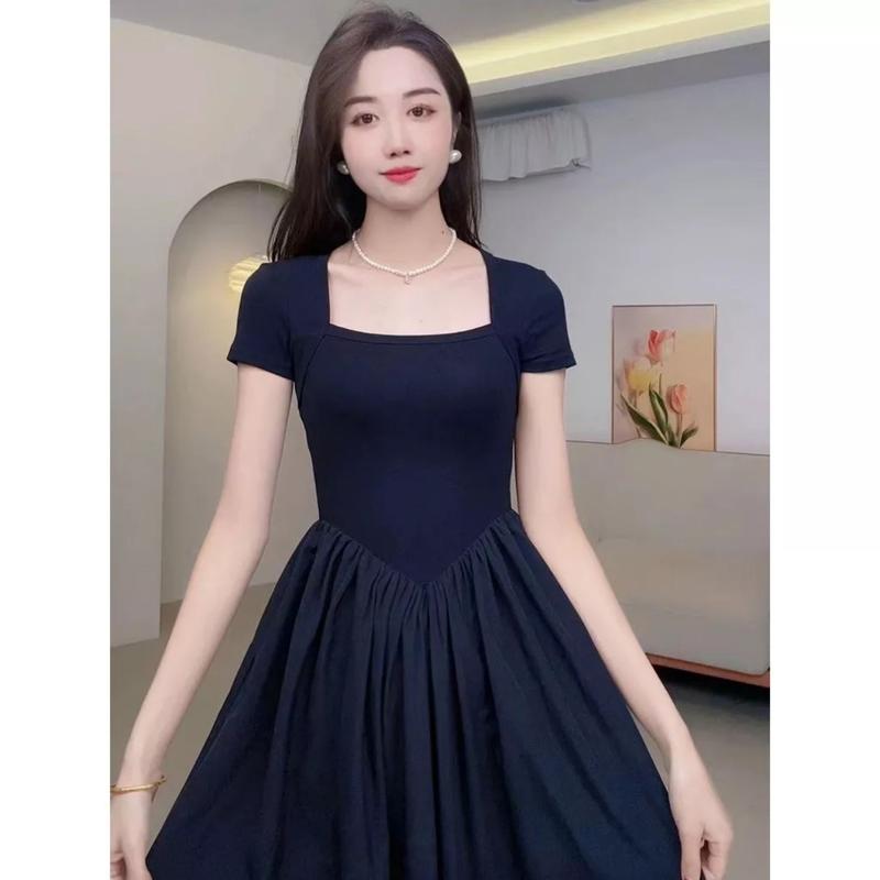 Product Introduction of TT108 Váy cổ vuông phối thô cộc tay vạt v váy xinh dễ thương Đầm Nữ Dress Women Kem Voan 14