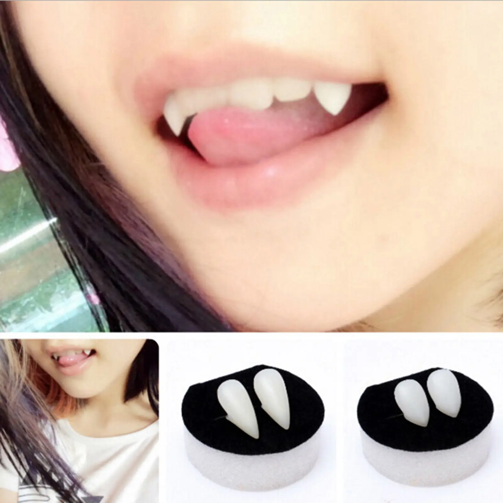 Răng Nanh Giả Bằng Nhựa, 2 Chiếc, Tinh Tế, Không Mùi, Đạo Cụ Cosplay Cho Halloween