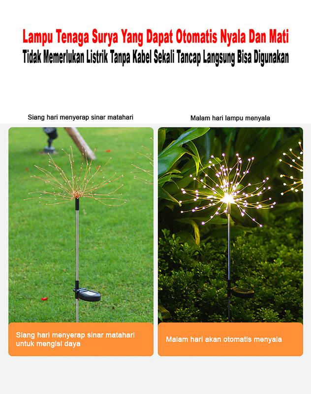 p plus Lampu Bunga Dandelion Tenaga Surya Anti AIR Untuk Dekorasi Taman Outdoor/Lampu LED Tenaga surya bentuk  kembang/ Outdoor Tahan Air Taman Halaman Dekorasi Lampu Lansekap baja plastik solar  saklar 6