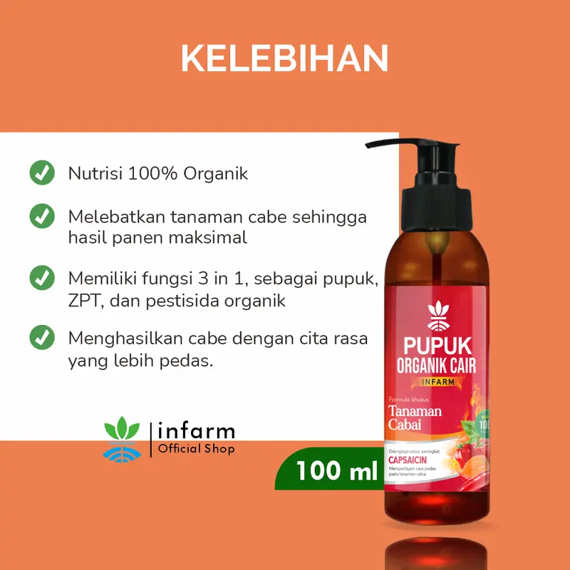 Infarm Pupuk Orgnaik Cair Tanaman Cabai 100 Ml Pupuk Cabai Organik Pupuk Tanaman Organik 2