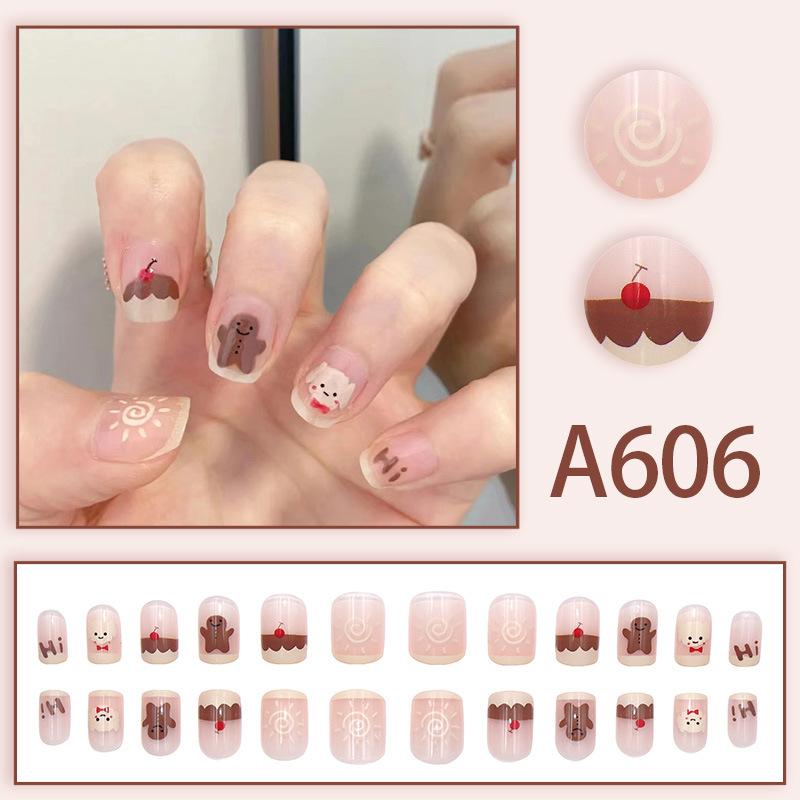 Product Introduction of Summer Autumn Gentle Simple Pure Desire Style Wearable Nail Tips Printed Solid Color French Style Detachable Fake Nails 7