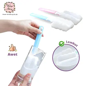 Sikat Spons Cuci Piring Botol Termos Ada Pegangan Tangan Warna Random