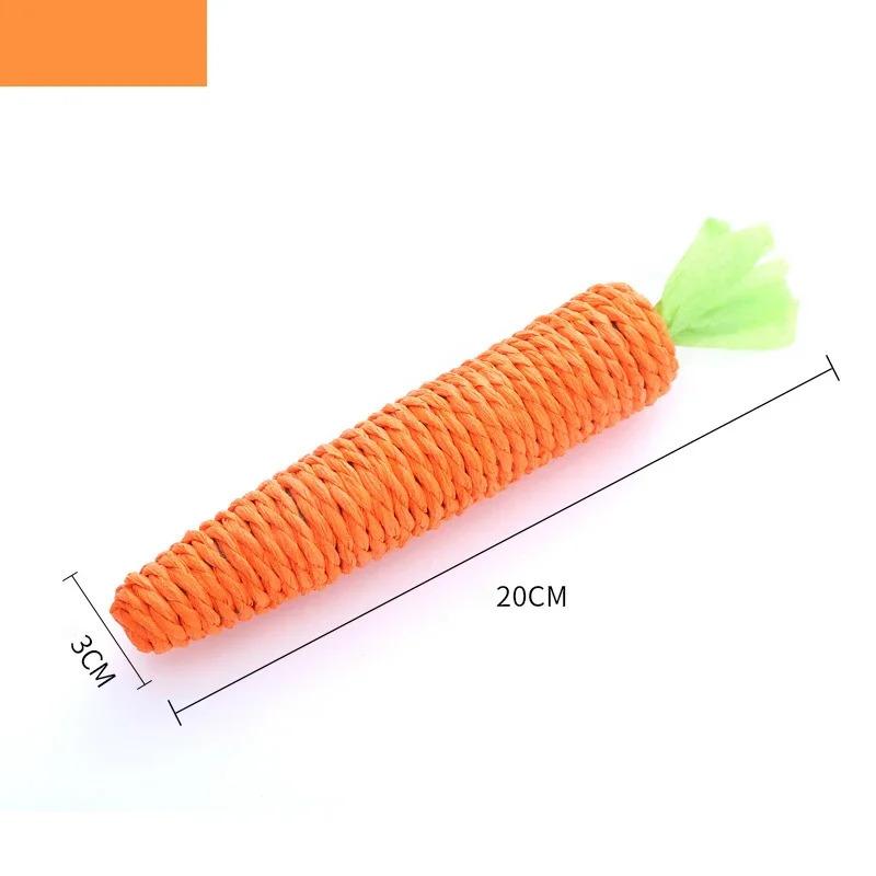 Cat Toy Carrot Sound Pet Products Bite Resistant Paper Rope Scratcher Clean Teeth Interactive Play Cat Carrot Chew Toy for Cat 7