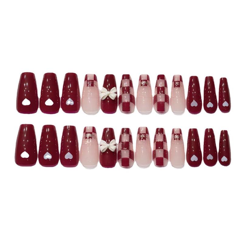 Product Introduction of Handmade Wear Armor Nail Stickers Butterfly Love Chessboard Grid Jelly Glue Fake Nails 4