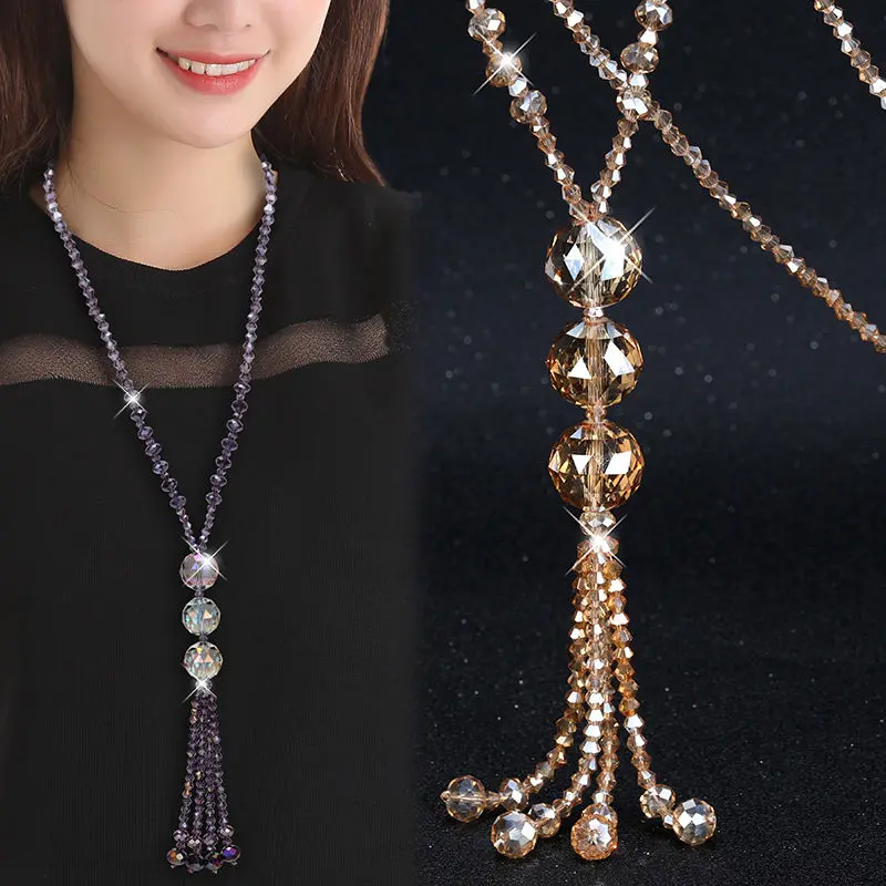 Dây Chuyền Áo Len Pha Lê, Dài, Dễ Phối Đồ, Thời Trang Đơn Giản, Phụ Kiện Quần Áo, Vòng Cổ, Dành Cho Phụ Nữ, Phong Cách Người Nổi Tiếng Trên Internet, Quý Phái Và Phong Cách, Mẫu Mới