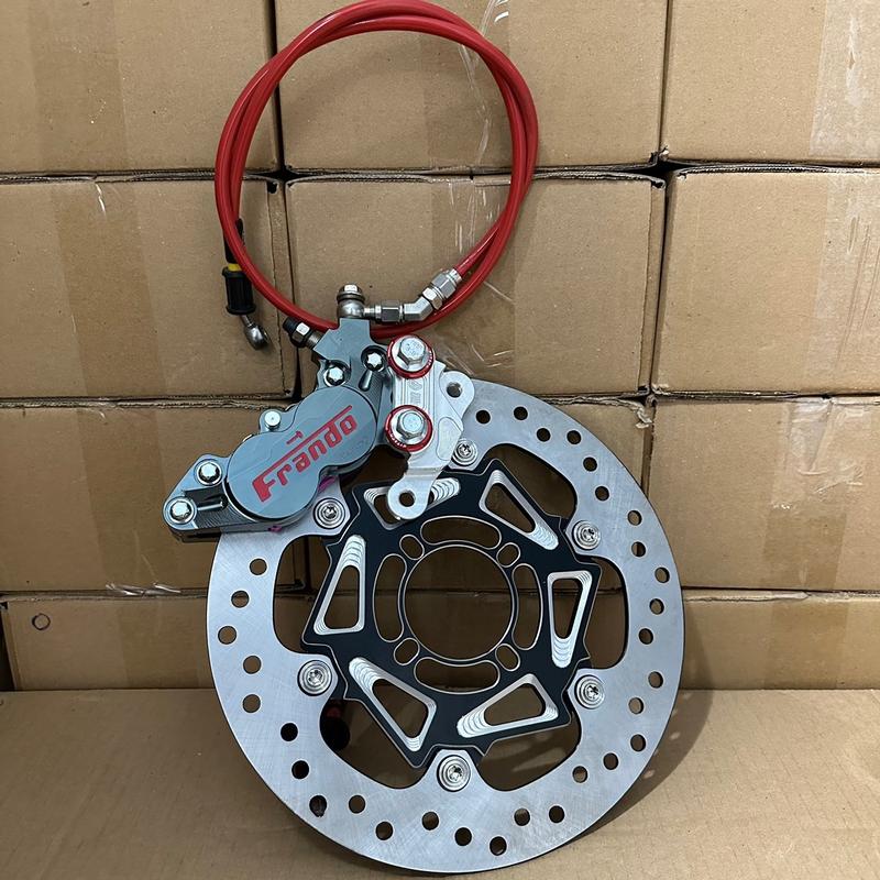 Combo Heo Fando 4bis , Bát Nhôm Cnc , Đĩa Lòng Nhôm 4 Lỗ , Dây Dầu Bấm 2 Đầu inox  ( Dây Dầu Màu Ngẫu Nhiên ) Hệ Thống Phanh Đĩa Trước Phụ Tùng combo  3