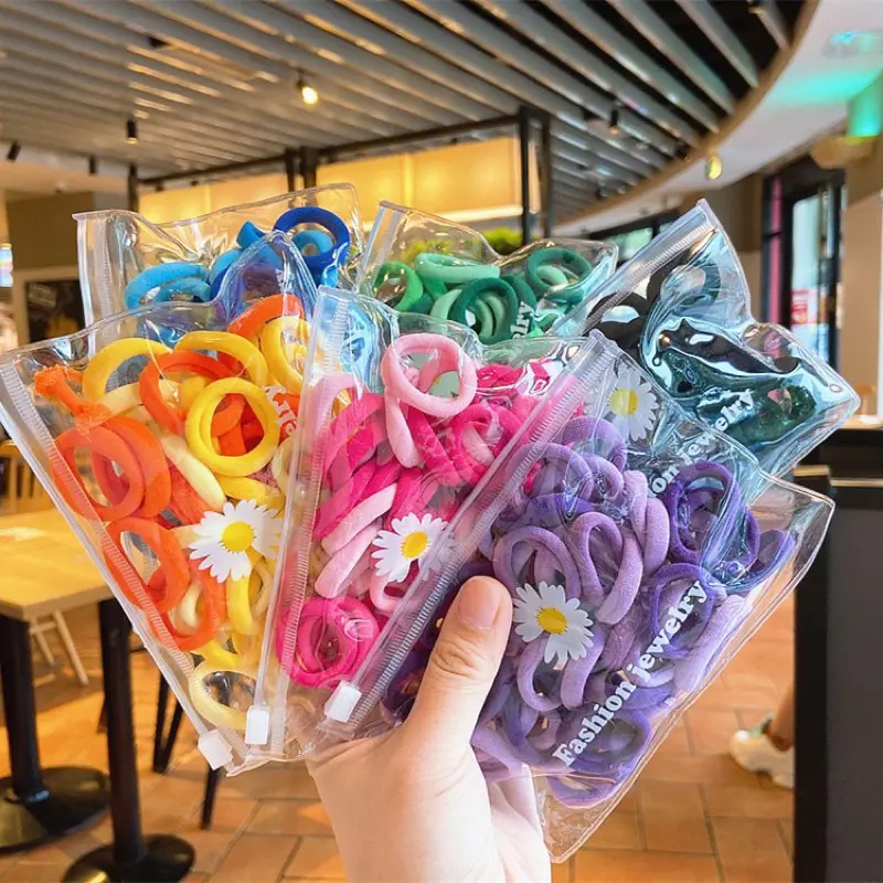 (Baru) IKAT RAMBUT DONAT / Ikat Rambut Donat Polos Warna Warni Korea Aksesoris Kunciran Rambut Anak Scrunchie Isi 50 FREE POUCH