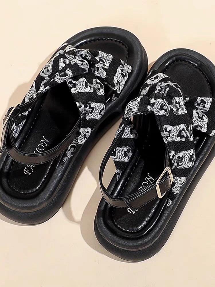 Product Introduction of Sandals with Skirt Fairy Style Thick Bottom Roman Style Shoes Summer New High-Grade Sandals for Outer Wear 2024 Footwear Walking Shoes Girls Comfort Dance 2 Inch 4