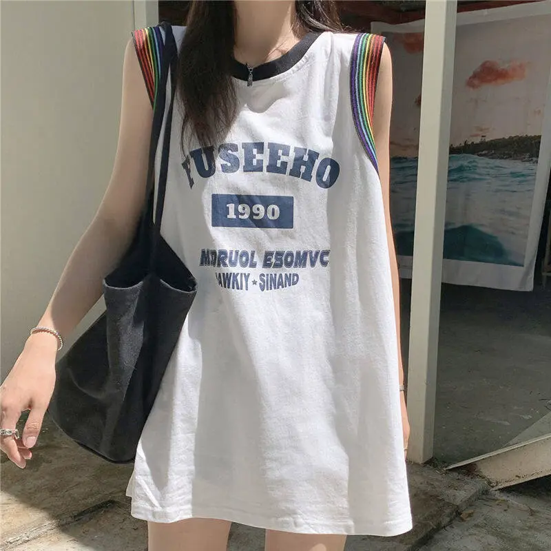 Kemeja-T Tanpa Lengan, untuk Wanita, EL, Sesuai untuk Pelajar, Pakaian Jersi Musim Panas, Baju Bola Keranjang