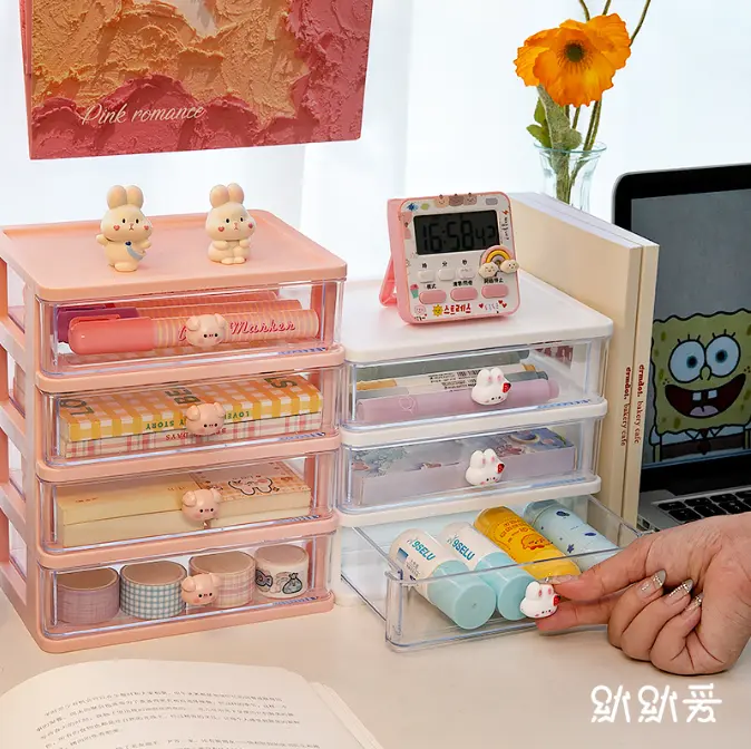 Tủ Nhựa Mini Ngăn Kéo Hình Thỏ Để Bàn 3