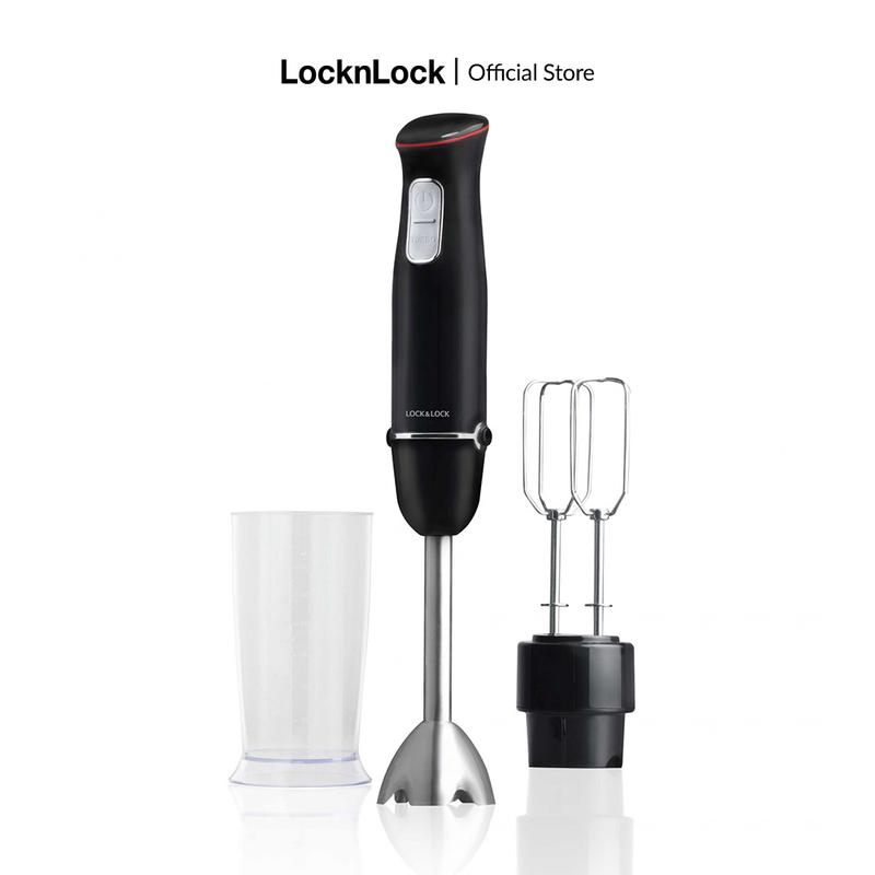 Máy xay cầm tay đa năng LocknLock Multi-purpose 2in1 Hand Blender màu đen EJM516BLK máy đánh trứng, xay sinh tố