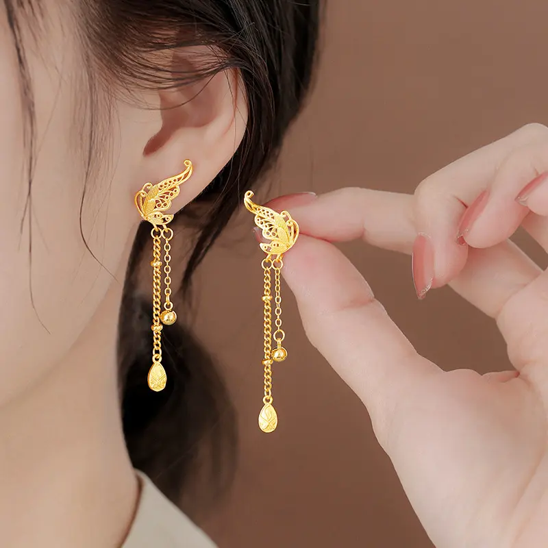 Hoa Tai Bướm, Thiết Kế Mới, Thanh Lịch, Đồng Thau Mạ Vàng, Chống Xỉn Màu, Hoàn Hảo Cho Trang Phục Ngày Lễ