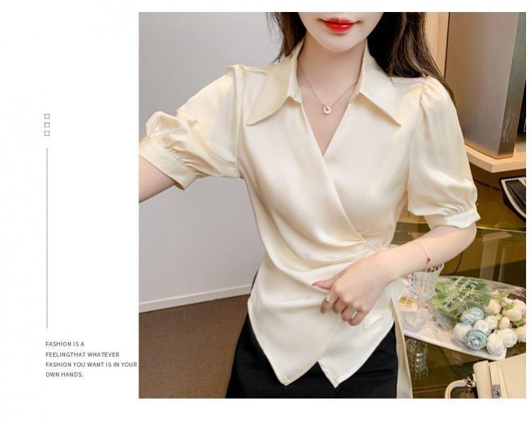 Product Introduction of Áo Sơ Mi Voan Sang Trọng Cao Cấp, Dành Cho Nữ, Trang Phục Mùa Hè, Eo Bó Sát, Phong Cách Phương Tây, Áo Sơ Mi Cổ Chữ V, Thường Ngày Và Bó Sát, Thanh Lịch, Áo ngắn Tay Năm 2025 10