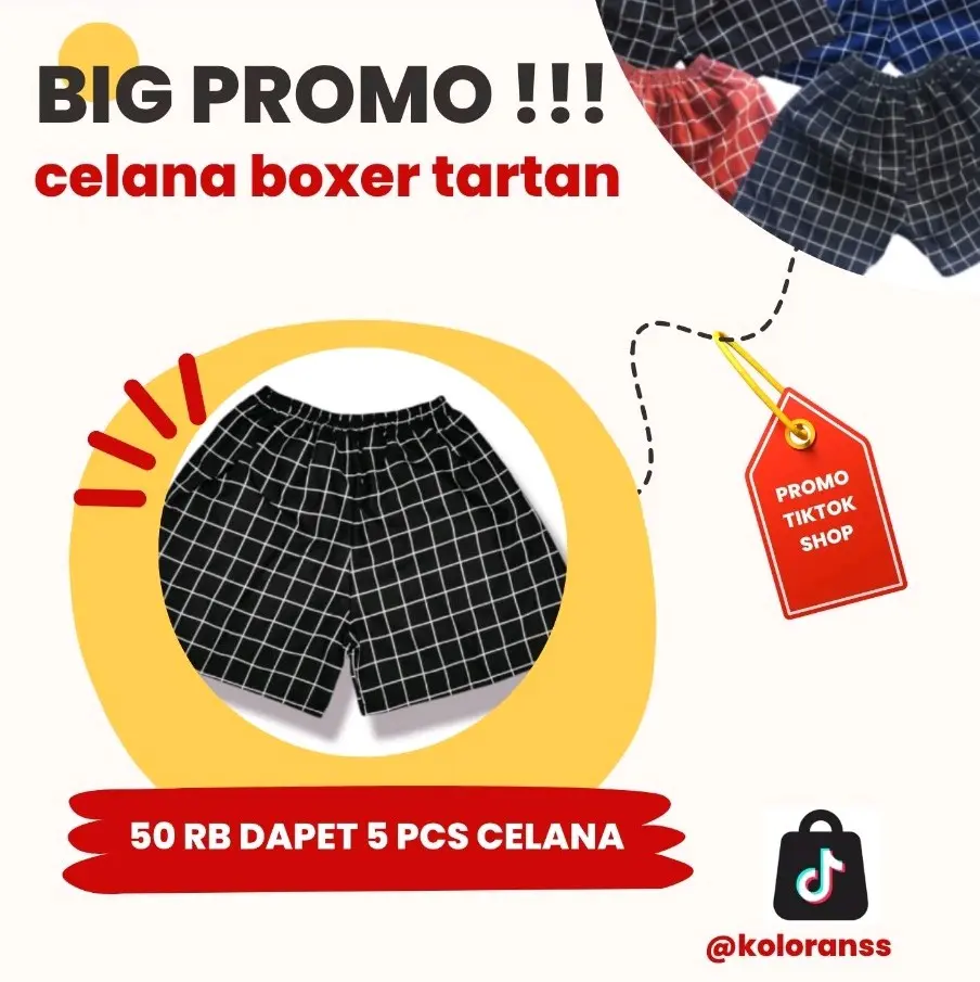 Celana BOXER TARTAN 50 RIBU dapat 5PCS