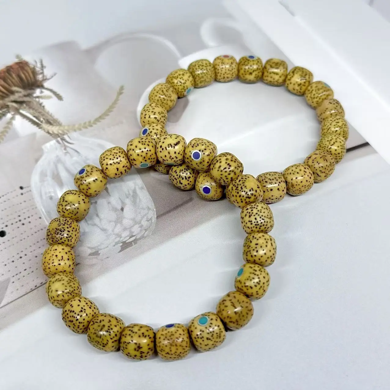 PSY Hainan Xingyue Dry Polished Bodhi Bead Bracelet Single Circle Unisex Star Rare Chicken Oil Yellow First Month Wenwan Buddha Beads Wholesale
