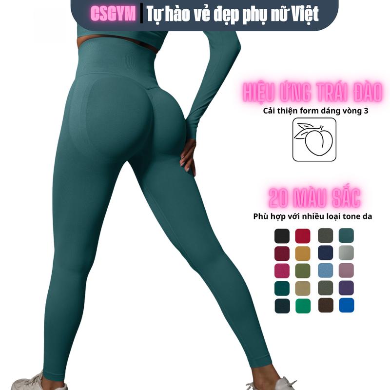 Quần tập gym nữ cạp cao, viền chun CSGYM 6600, quần legging thể thao Sport nữ, ôm sát, thoáng khí, mềm mịn, không bục chỉ, không rão, co giãn 4 chiều, thoải mái, nhiều màu sắc
