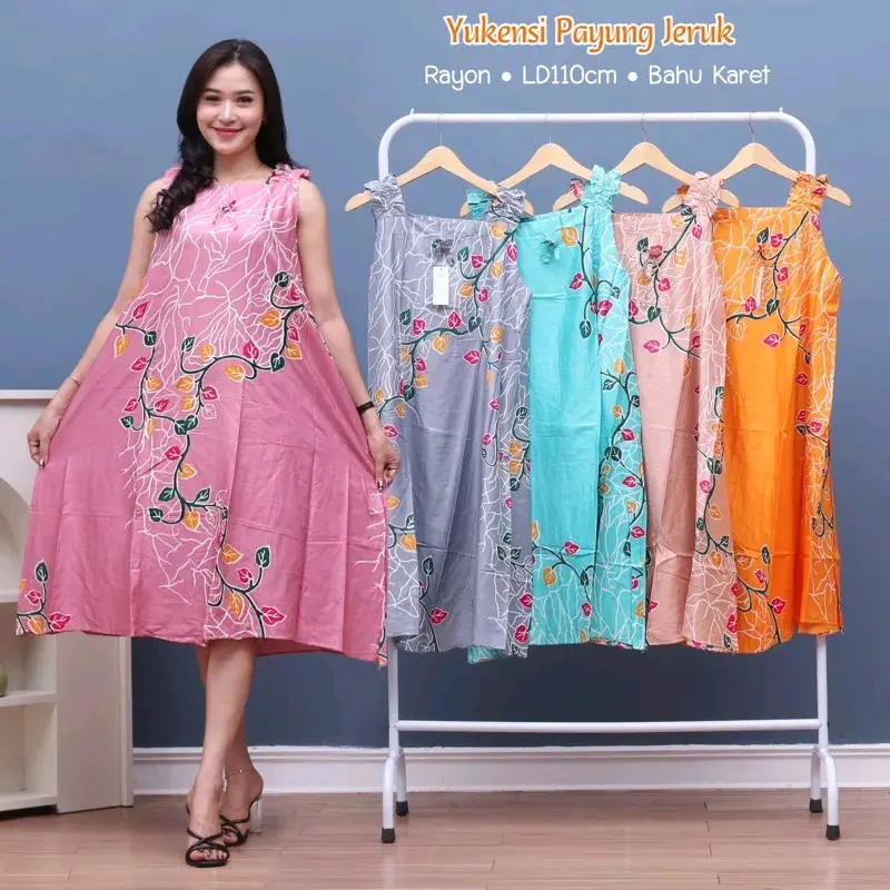 daster yukensi payung bahu karet rayon  dingin Busui Nyaman Wanita Kancing Bumil Ibu daster murah meriah daster promo Menyusui Dress  daster tidur daster bahan rayon premium Motif