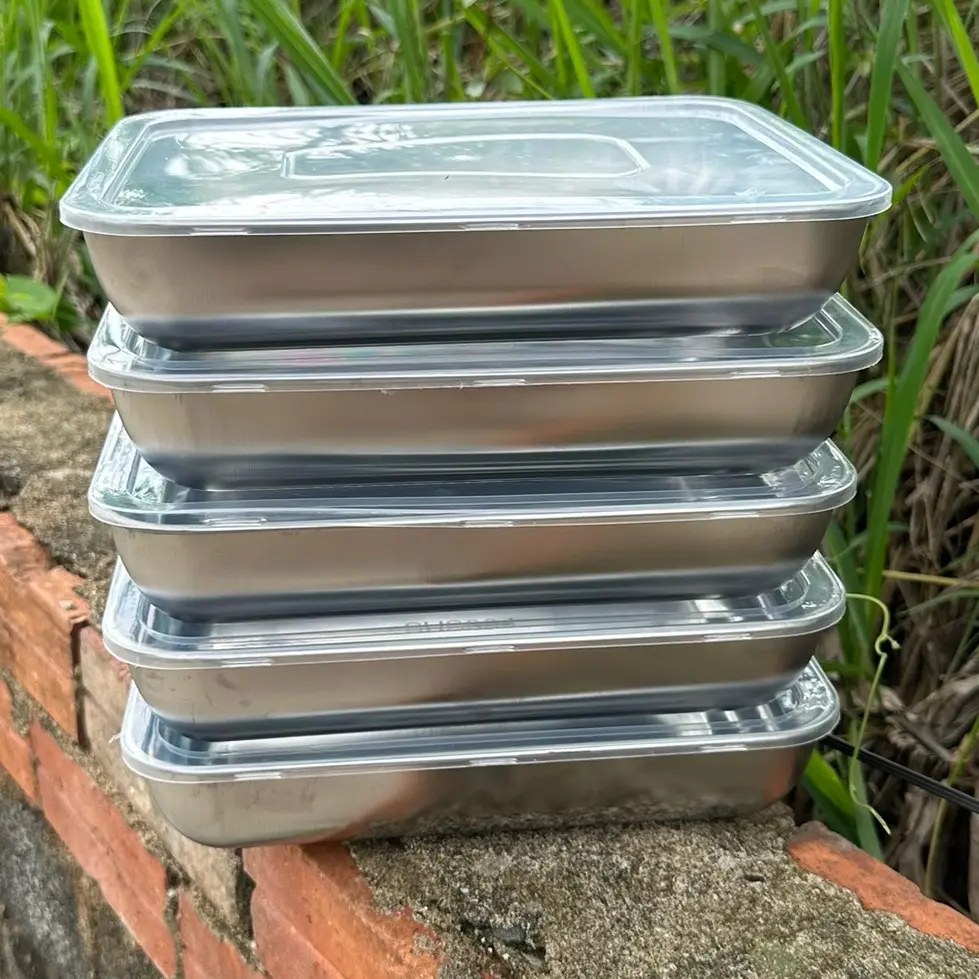 COMBO 4 Hộp INOX (HỘP LỚN VÀ 3 HỘP NHỎ) Đựng Thực Phẩm,  Hộp Đựng tThức Ăn Inox Đa Năng Có Nắp Nhựa, Khay Đựng