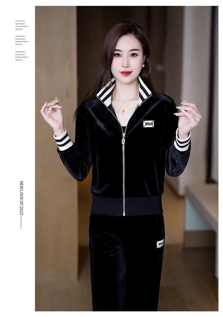 Product Introduction of Bộ Đồ Thể Thao, Nhung Vàng, Dành Cho Nữ, Mùa Xuân Và Mùa Thu, European Station, Ngoại Cỡ, Thời Trang Và Phong Cách, Trẻ Trung, Quần Ống Rộng, Bộ Hai Mảnh, Hàng Mới Về 16