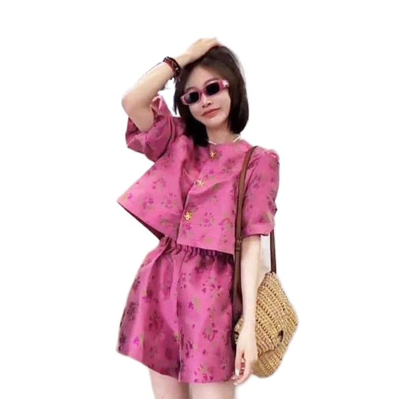 SET TAFTA GẤM DỆT HOA NHÍ TAY BỒNG xinh , sang, trẻ trung 1