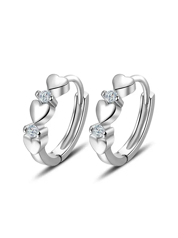 Cute Rhinestone Decor Heart Shaped Earrings As Gift for Girlfriend, Elegant Fashion Hoop Earrings, Anniversary Wedding Party Vintage Jewelry As Gifts for Women, Valentine's Day, Gift 2