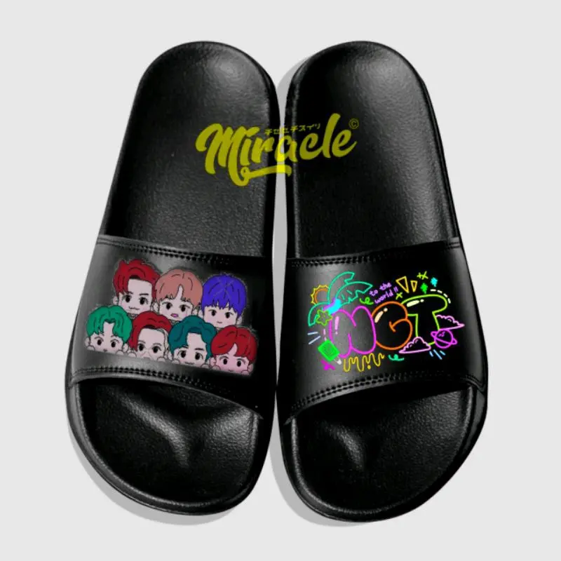Loakal slide sandal NCT slipon sandal slop kpop wanit korea NCIT Black Perempuan Wanita Shoes 0
