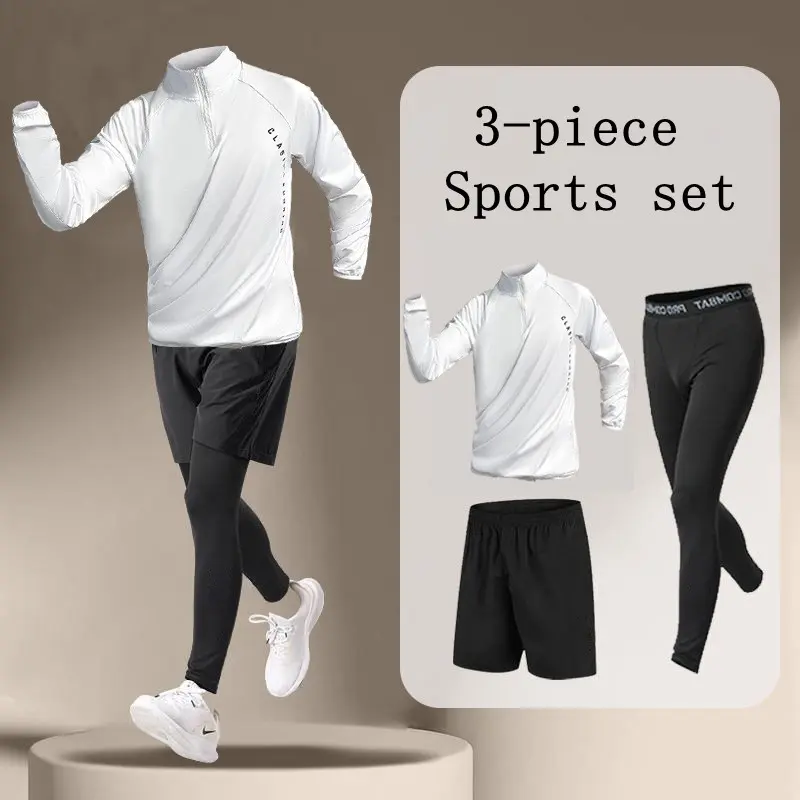 Men's Quick-Dry Training Sportswear Set – Ice Silk Dri-Fit Running & Fitness Shirts and Pants
