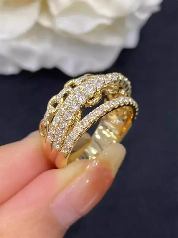 Women's Elegant Rhinestone & Hollow Out Decorated Multi-layered Ring, Exquisite Trendy Ring, Fashionable Jewelry for Women As Gift 3