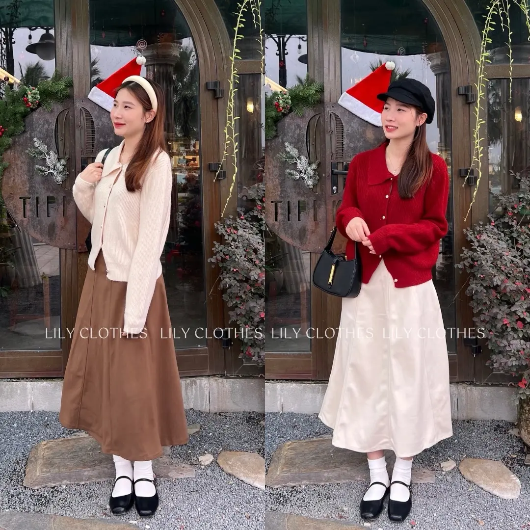 Áo cardigan len Nữ cúc đồng cổ bẻ dày dặn hàng QCCC by Lily