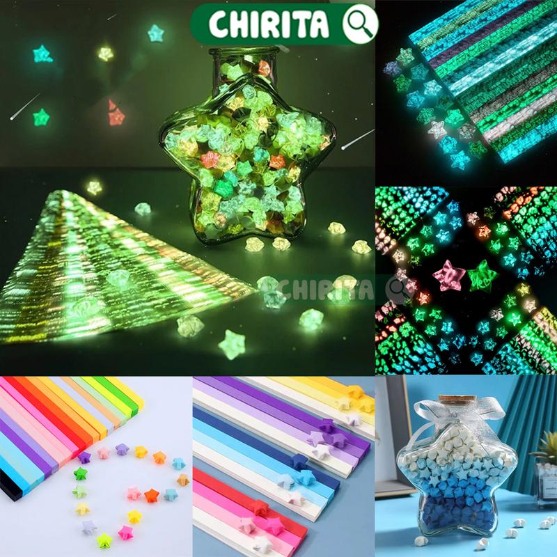 Giấy Gấp Sao Origami Dạ Quang Phát Sáng Làm Đồ Thủ Công