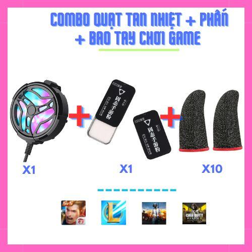 Combo 3 món Quạt tản nhiệt - Phấn - Bao tay M99 | Phụ kiện chơi game mobile Chơi Điện Tử