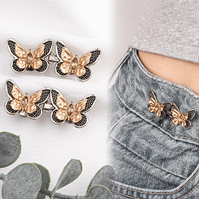 Khóa Thắt Lưng Hình Bướm, Dành Cho Váy Và Quần Jean Nữ, Kẹp Thắt Lưng Có Thể Điều Chỉnh Nút Thu Nhỏ Thắt Lưng, Ghim Kim Loại, Phụ Kiện Quần Áo, 1 Đôi 1
