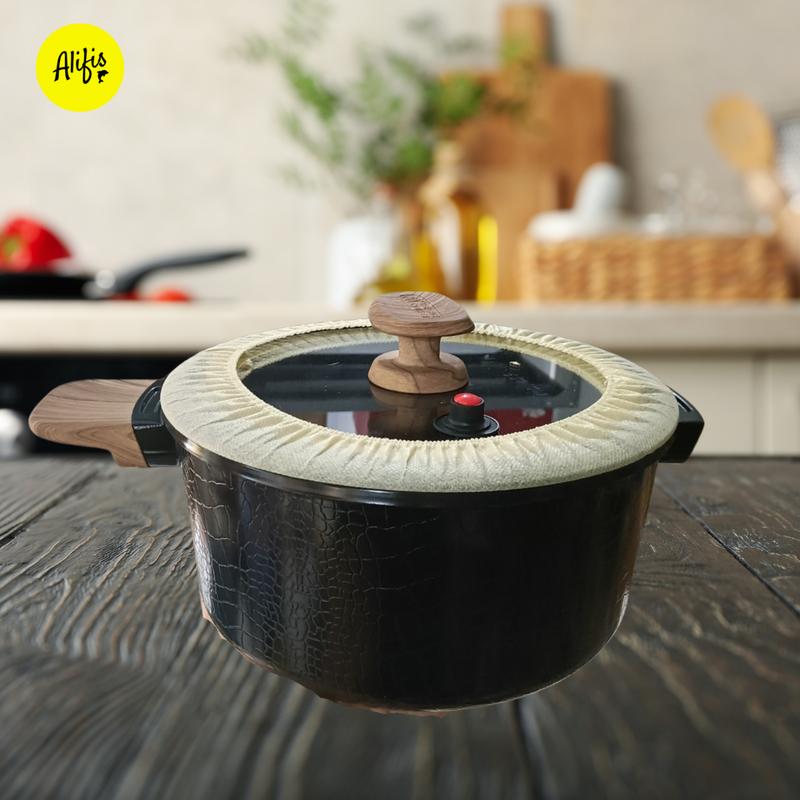 Bộ sưu tập nồi, chảo chống dính chất liệu đá Ceramic, tay gỗ cầm cách nhiệt, hãng MGC, có nắp, màu đen