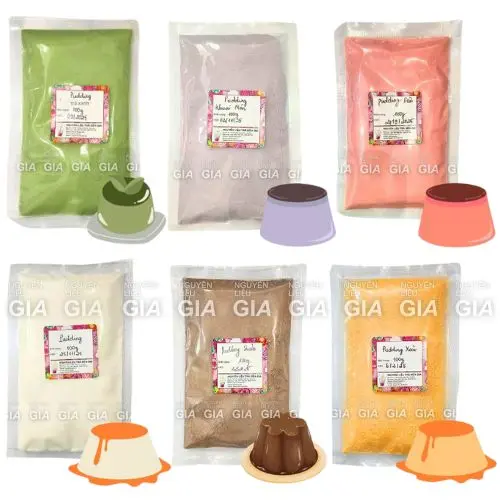 Bột nấu pudding gói 100g đủ mùi nguyên liệu Gia