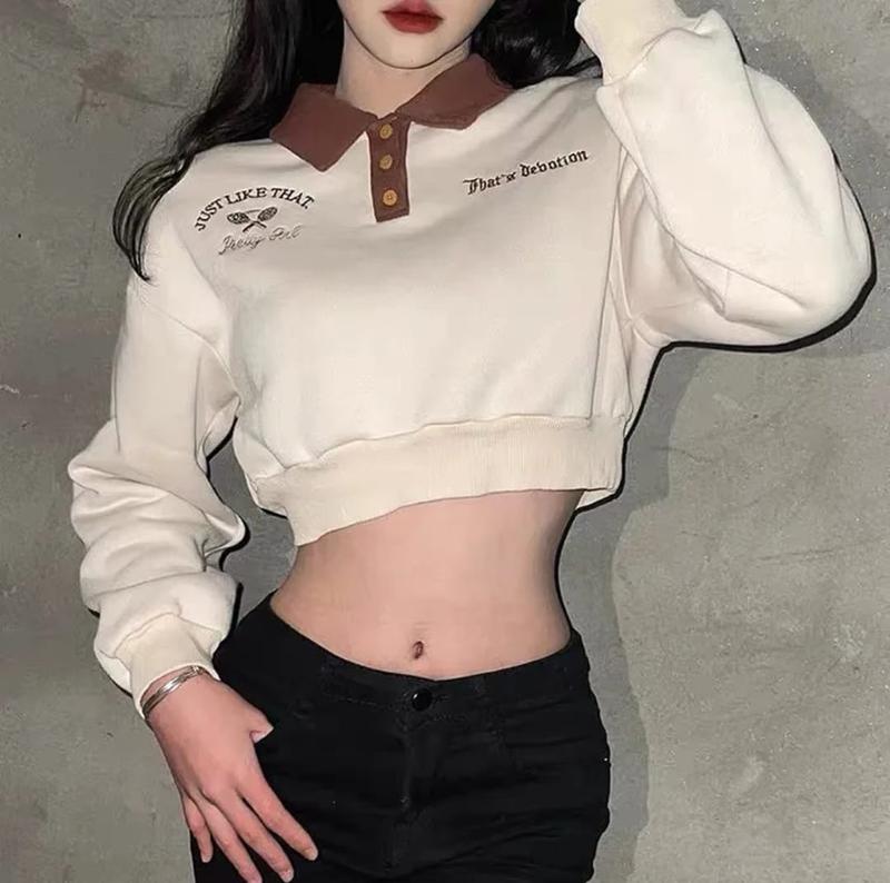 JUST LIKE THAT SWEATER CROOPE - SWEATER CROP WANITA KERAH KANCING baju bandung Fit Fleece 5