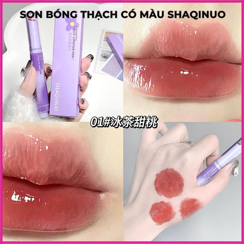 Son Bóng Thạch Có Màu Mật Ong Dưỡng Ẩm Môi Căng Bọng SHAQINUO