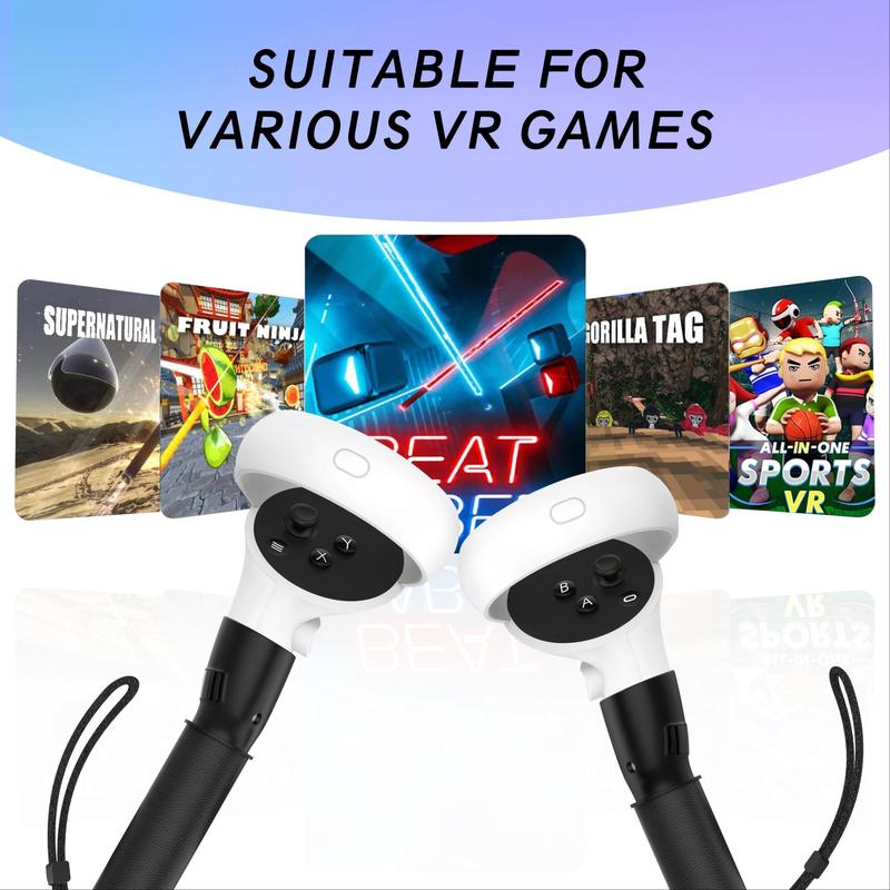 VR Controller Grip, 1 Pair Long Arm Grip, Handle Attachments for Meta Quest 2 Controller, Controller Accessories for VR Game 9