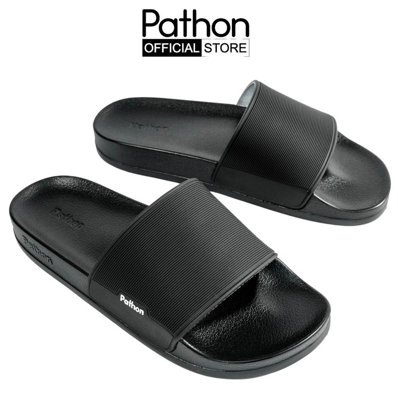 Dép nam nữ quai ngang slipper Pathon SD23 quai PVC và đế PU  đen quai đen SD23 DéP Đế Bằng