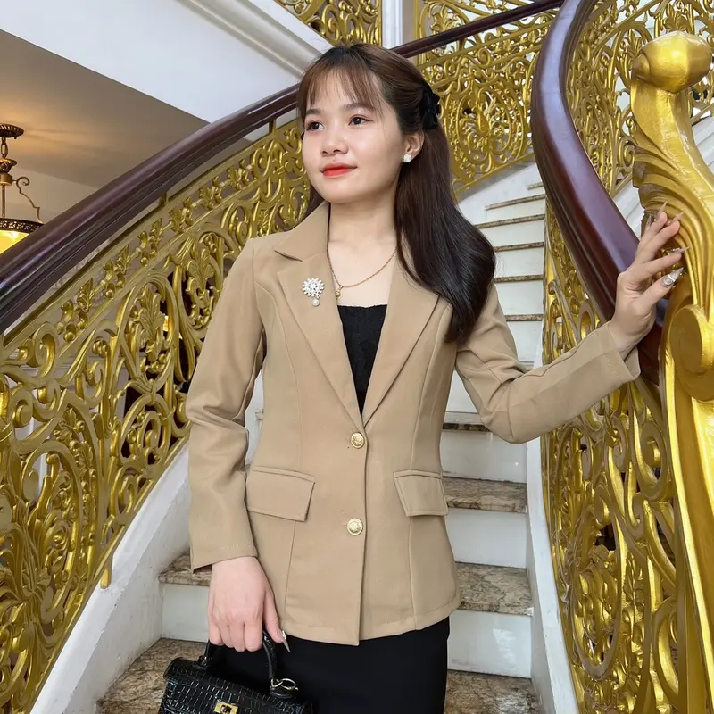 Áo khoác vest Nữ công sở Chất tuyết mưa dày dặn, áo vest tặng mẹ áo 1 lớp (40-80kg) kèm cài áo hoa  Women 2
