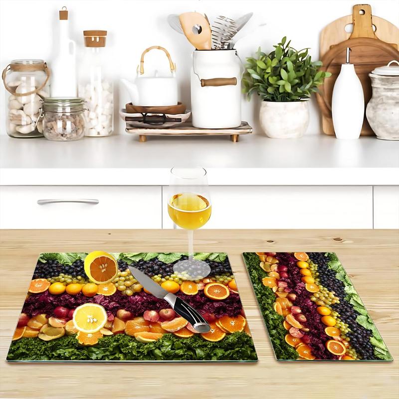 Fruit & Vegetable Pattern Kitchen Cutting Board, Durable Heat Resistant Non-slip Chopping Board, Kitchen Decor Supplies 2