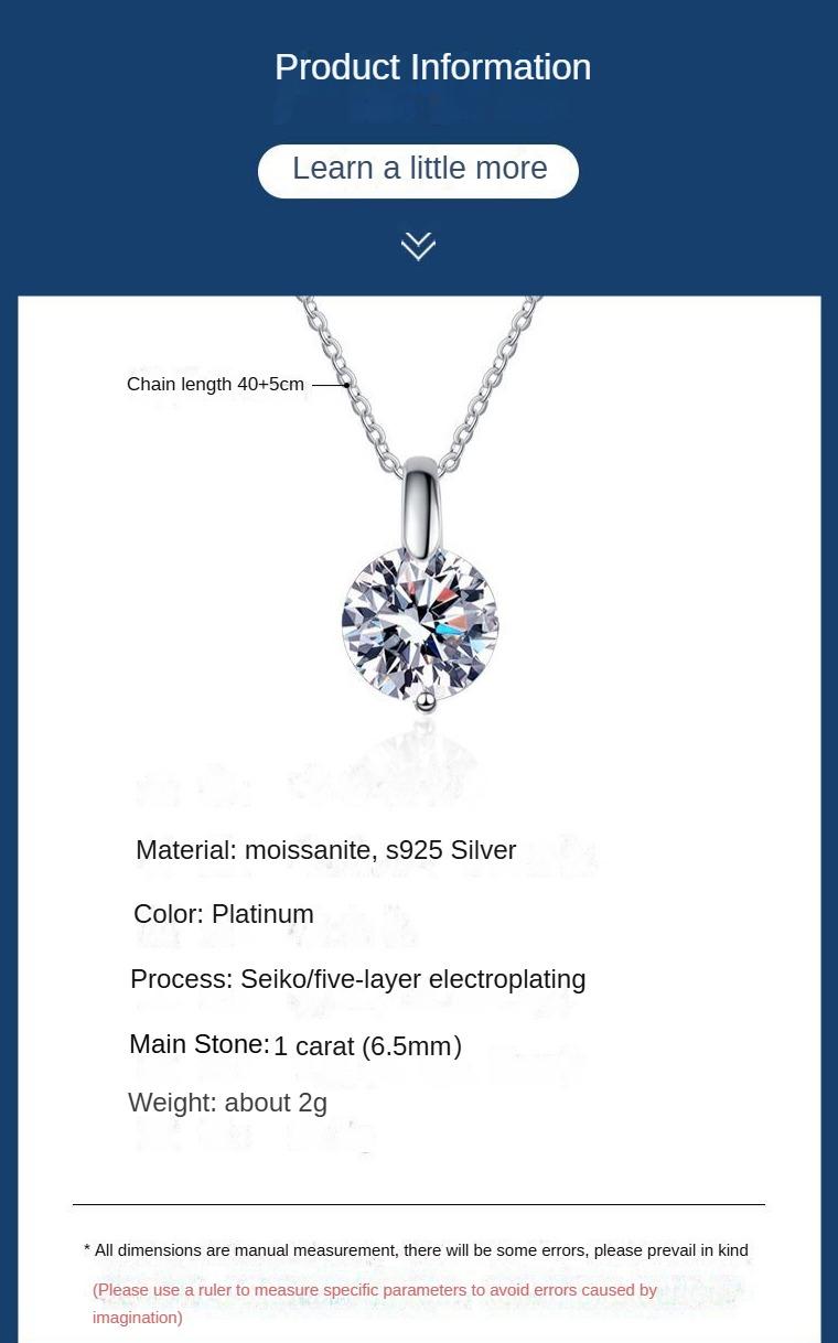 Product Introduction of XL77  S925 Sterling Silver Pendant Clavicle Chain Diamond Necklace Classic Simple 1 Karat D Color Moissanite Items ဘယက်  ဆွဲကြိုး925 jew erly tsavorite moissanite fine  jewelry promise  ring diamond  ring promise  ring atta  jewelry silver  925 1