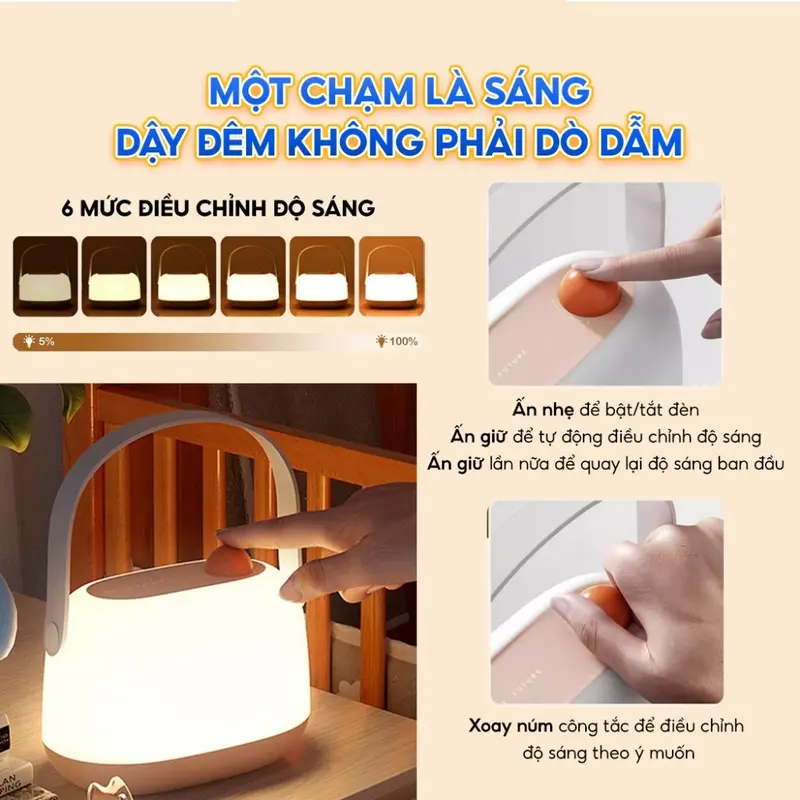 Đèn ngủ bé sơ sinh, đèn ngủ di động, đèn ngủ bỉm sữa, chống ánh sáng xanh, bảo vệ mắt giúp mẹ hút sữa và cho bé ti đêm Phụ Kiện 5