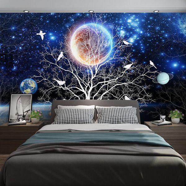 Miếng Dán Tường, Thiết Kế Bầu Trời Đầy Sao, Chủ Đề Vũ Trụ Và Không Gian, Tự Dính, Thích Hợp Cho Phòng Trẻ Em, Tường Nền, Phòng Ngủ, Phòng, Giấy Dán Tường, Tranh Tường, Vải Tranh, Vải Nền