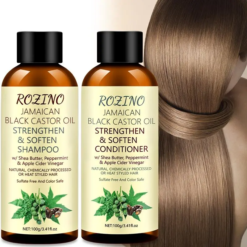 Jamaican Black Castor Oil Shampoo & Conditioner Set, 2 Counts/box Moisturizing & Strengthening Hair Care Product, Deep Cleansing & Hydrating Hair Conditioner & Shampoo Set for Women