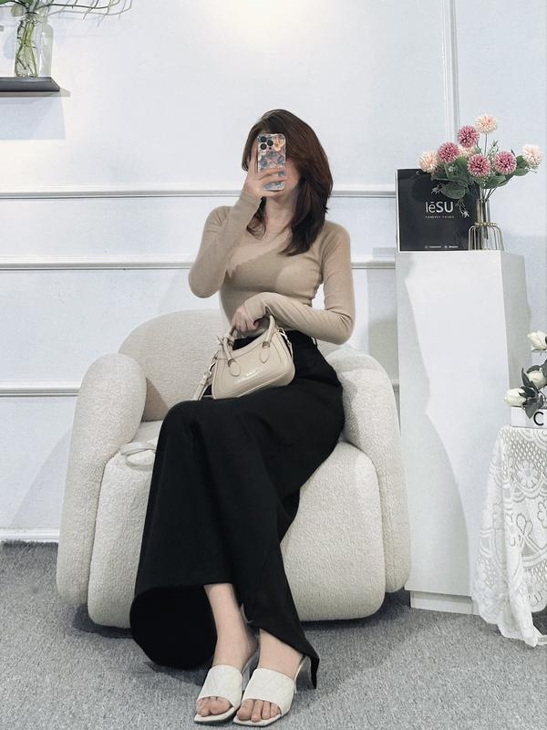 Chân váy tây maxi xẻ sau cài khuy LE.SU 3