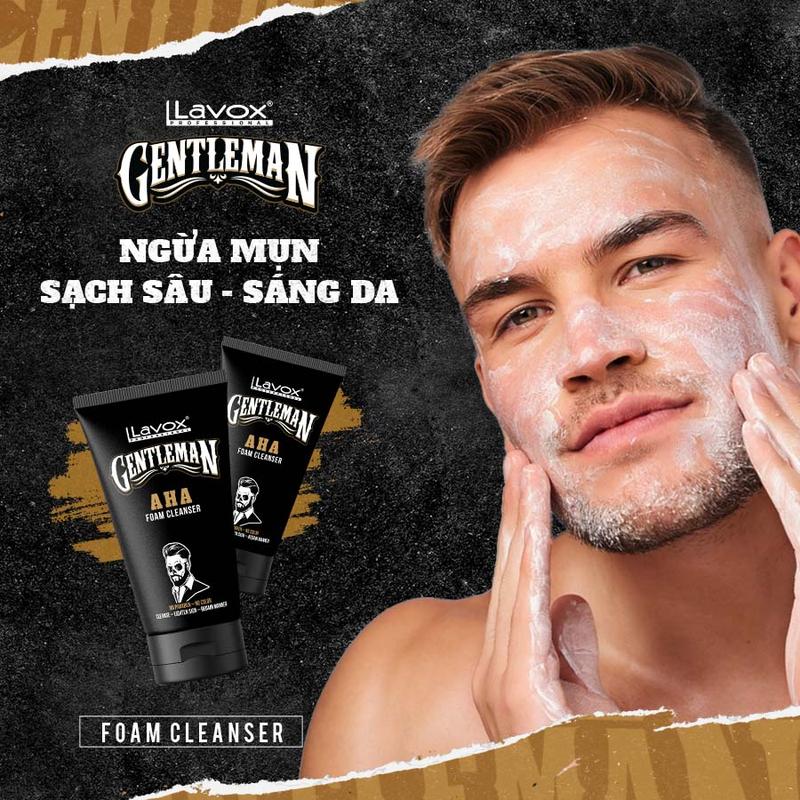 Sữa rửa mặt AHA Lavox Gentleman cho nam, kháng khuẩn và kiểm soát mụn, làm sạch sâu lỗ chân lông và kiềm dầu hiệu quả 3